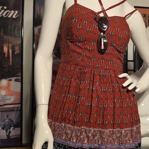 Xhilaration Red Printed Midi Dress